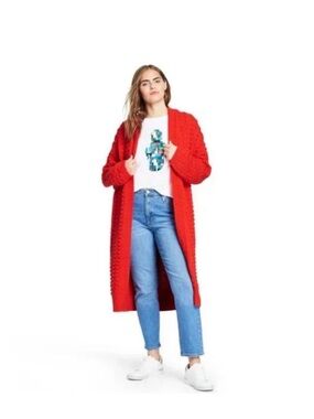 LEGO x Target Womens Textured Knit Longline‎ Cardigan Red Size Large